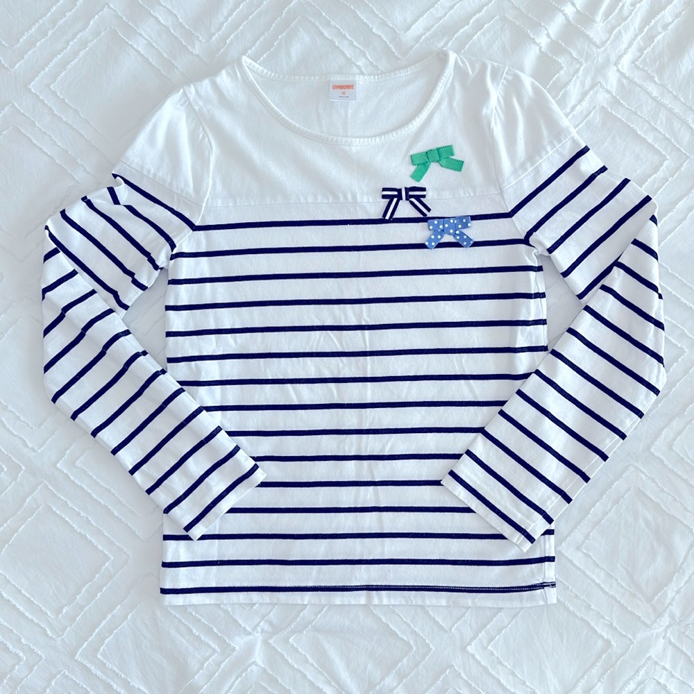 Gymboree - Long Sleeve Shirt - Navy & White Stripe - Size 10